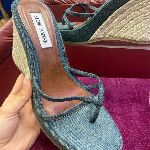 Vintage Y2K Steve Madden Denim Wedges - Picture 3 of 4